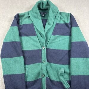 Tommy Hilfiger Women’s Green and Navy Blue Striped Cardigan